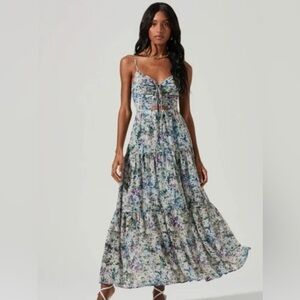 ASTR the Label Brandy Floral Cinched Cutout Maxi Dress